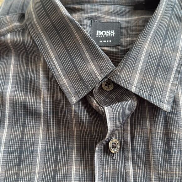 Boss Slim Fit Long Sleeve Shirt Plaid Size L - Picture 9 of 9